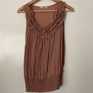 Dusty Rose Frilly Tank Top